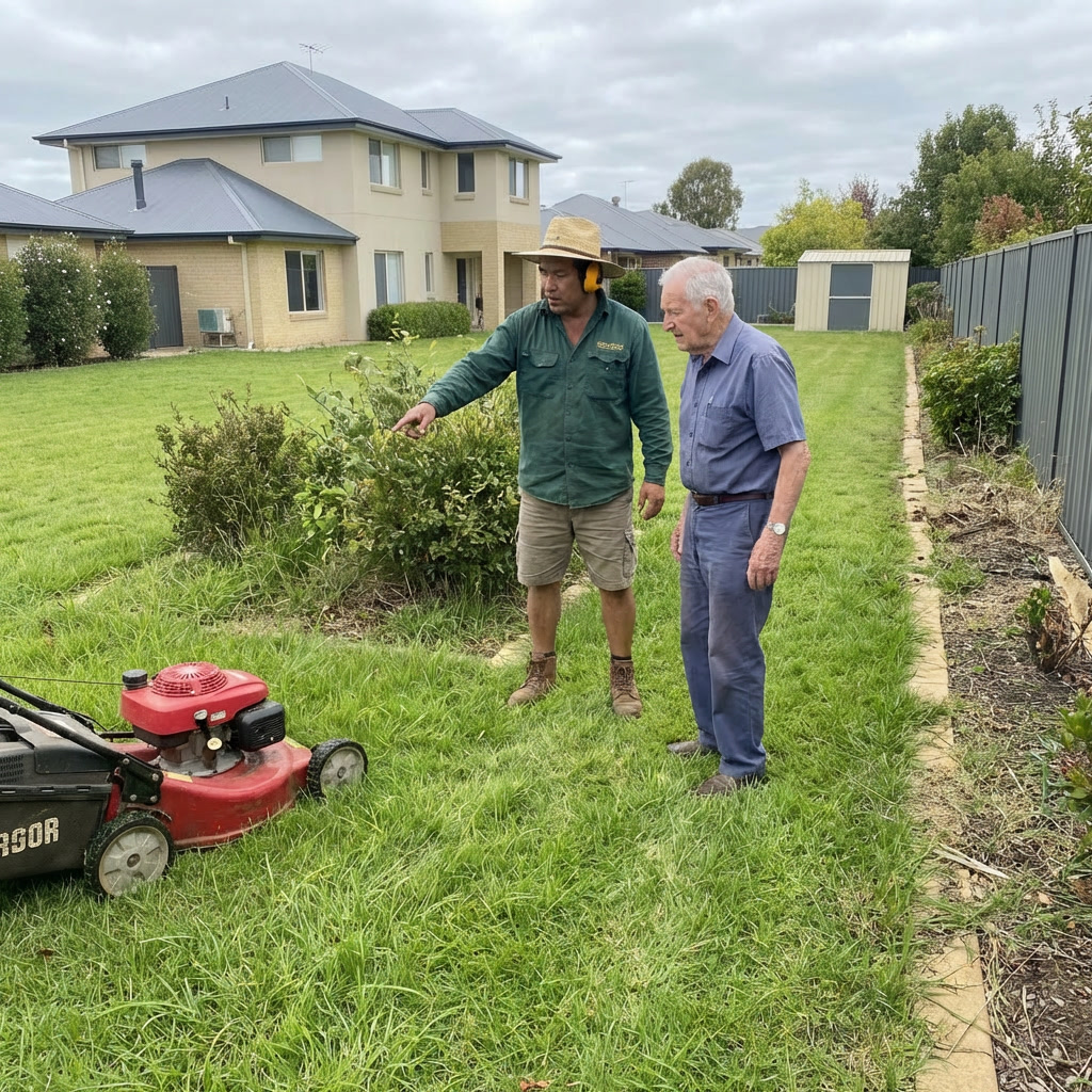 Kingsgate Homecare discussing garden safety and support needs with a client